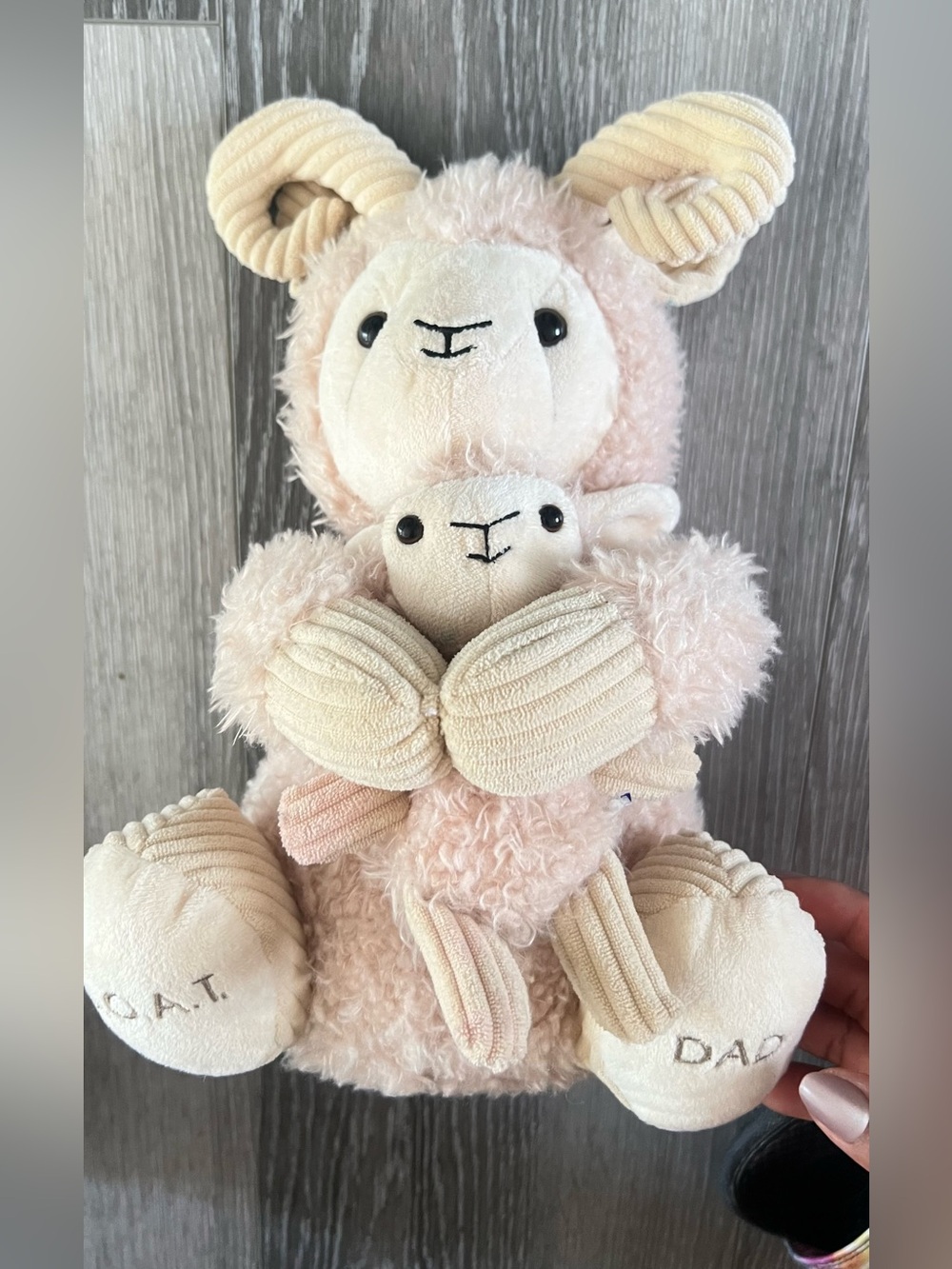 Plush Lamb & Lambling Soft Toy - Cream and Pale Pink